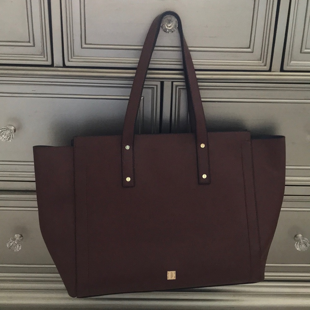 Brown faux leather tote